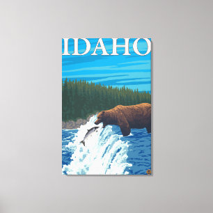 Bear Fishing in River - Idaho Canvas Print