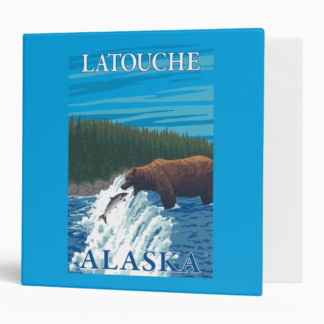 Bear Fishing in River - Latouche, Alaska Binder (Front/Inside)