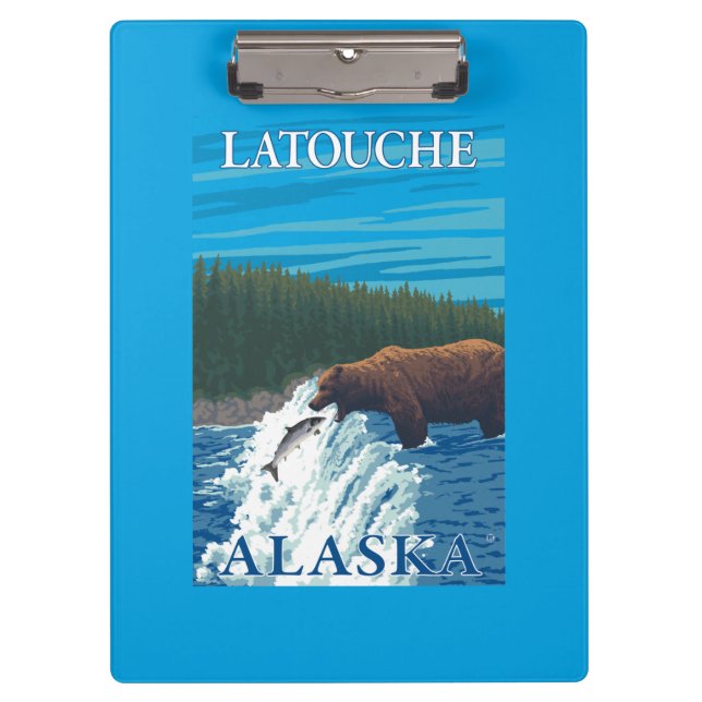 Bear Fishing in River - Latouche, Alaska Clipboard (Front)