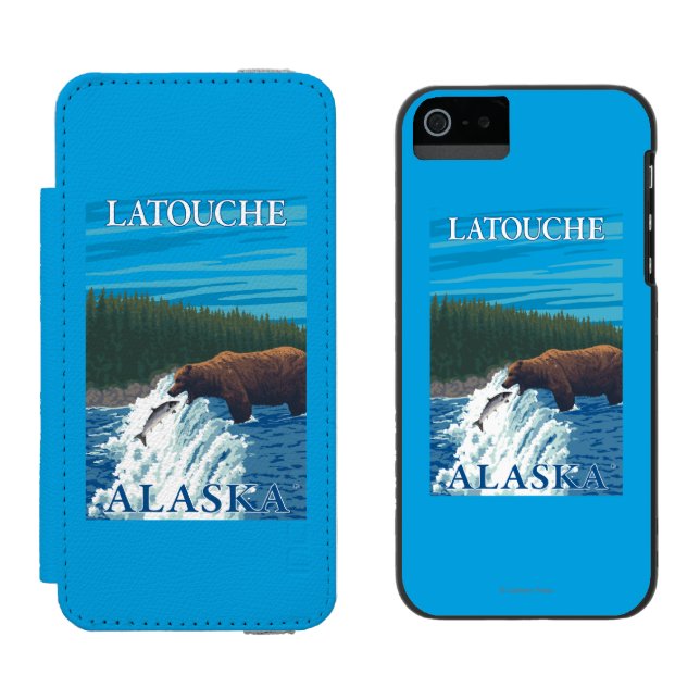 Bear Fishing in River - Latouche, Alaska Incipio iPhone Wallet Case (Side by Side)