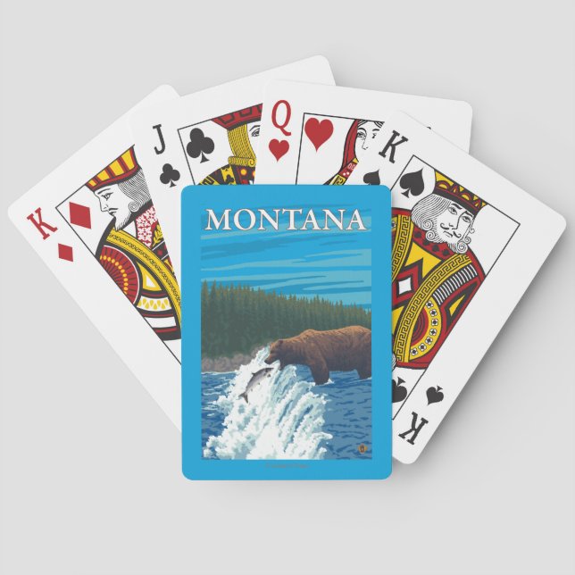 Bear Fishing in River - Montana Playing Cards (Back)