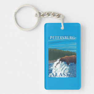 Bear Fishing in River - Petersburg, Alaska Keychain