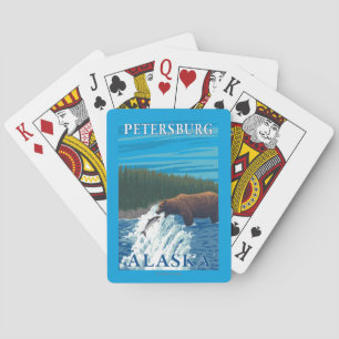 Bear Fishing in River - Petersburg, Alaska Playing Cards