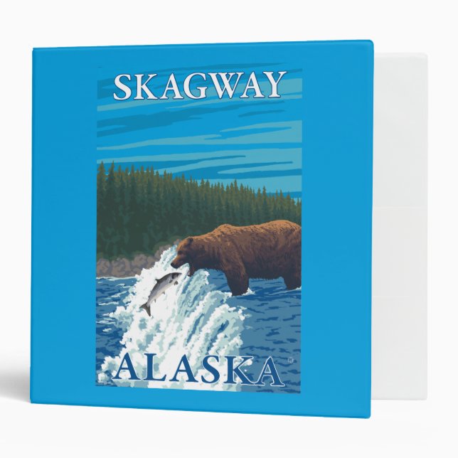 Bear Fishing in River - Skagway, Alaska Binder (Front/Inside)