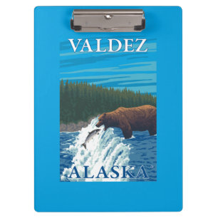 Bear Fishing in River - Valdez, Alaska Clipboard