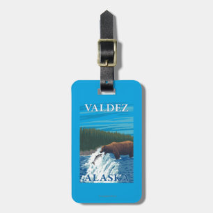 Bear Fishing in River - Valdez, Alaska Luggage Tag