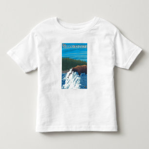 Bear Fishing in River - West Yellowstone, MT Toddler T-shirt