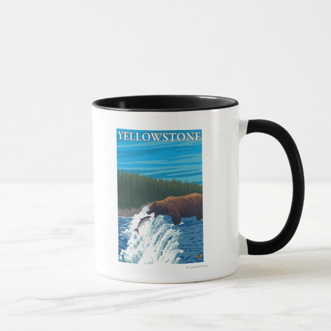 Bear Fishing in River - Yellowstone National Mug (Right)