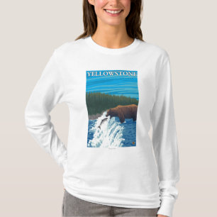 Bear Fishing in River - Yellowstone National T-Shirt