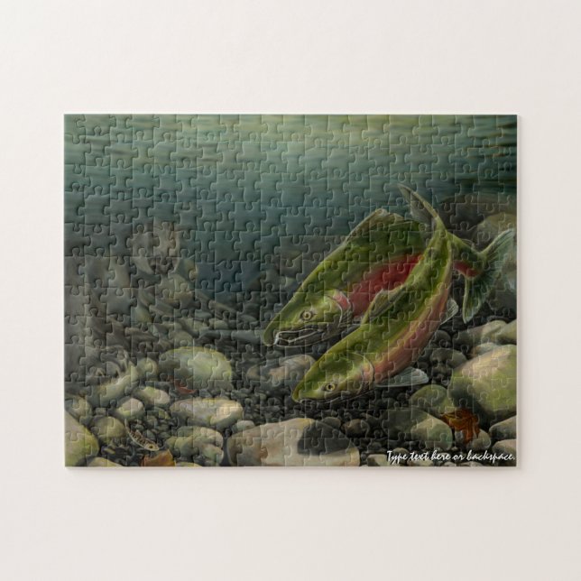 Bear Fishing Puzzle Personalized Salmon Art Puzzle (Horizontal)