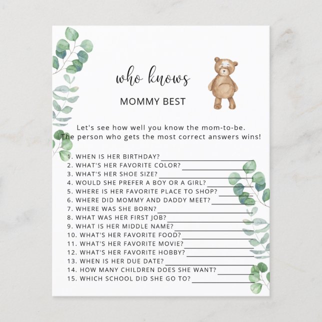 Bear floral Who knows mommy best (Front)