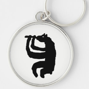 Bear Flute Player Keychain