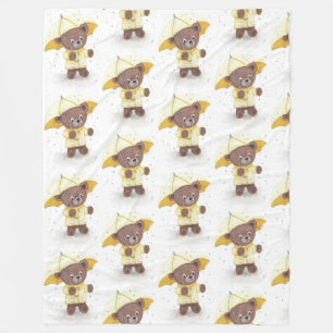 Bear-foot in the Rain Fleece Blanket