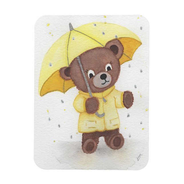 Bear-foot in the Rain Magnet (Vertical)