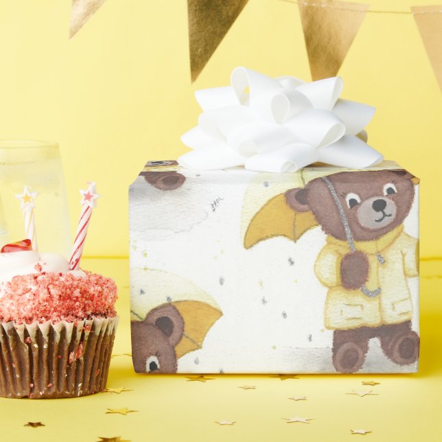 Bear-foot in the Rain Wrapping Paper (Birthday Party)