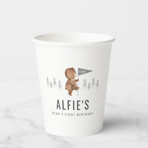 Bear Forest First Birthday Paper Cups