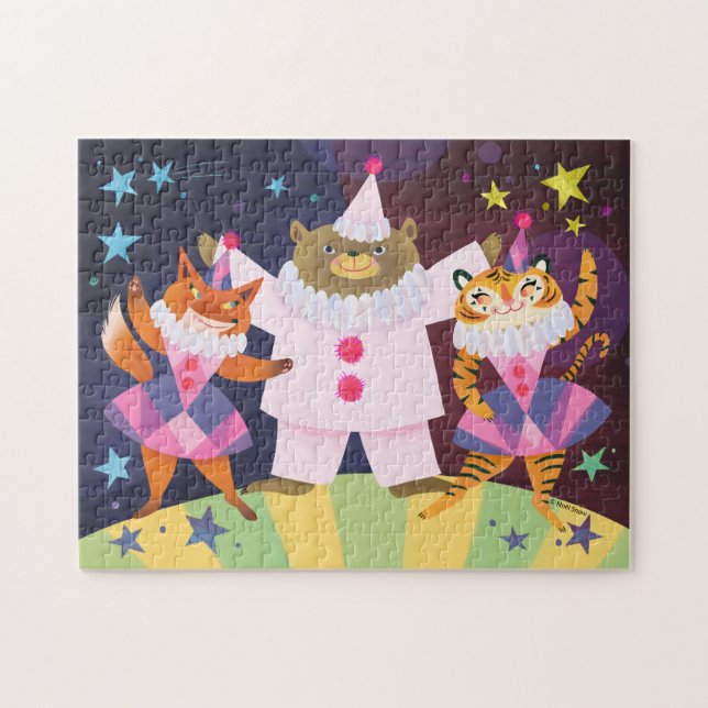 Bear, Fox et Tiger Pierrot Clown Jigsaw Puzzle (Horizontal)