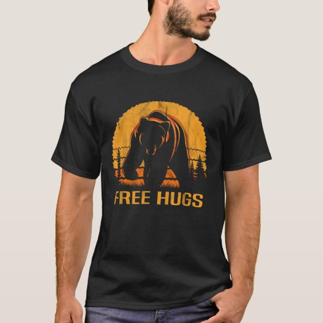 Bear Free Hugs Camping  friend T-Shirt (Front)