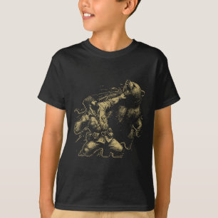 Bear Funny Man Punching Bear Retro Vintage Hunting T-Shirt