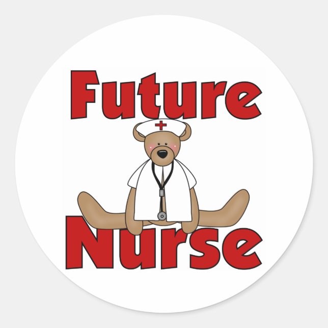 Bear Future Nurse Classic Round Sticker (Front)
