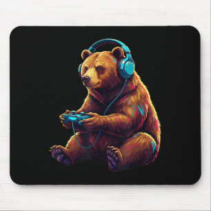 Bear Gaming Animal Video Games Funny Bear Mouse Pad