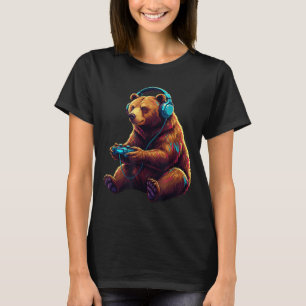 Bear Gaming Animal Video Games Funny Bear  T-Shirt