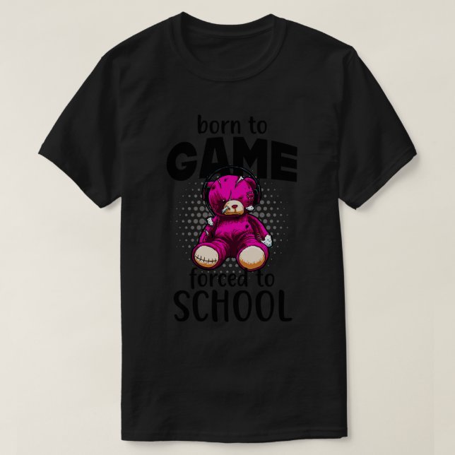 Bear Gaming Video Games Fun T-Shirt (Design Front)