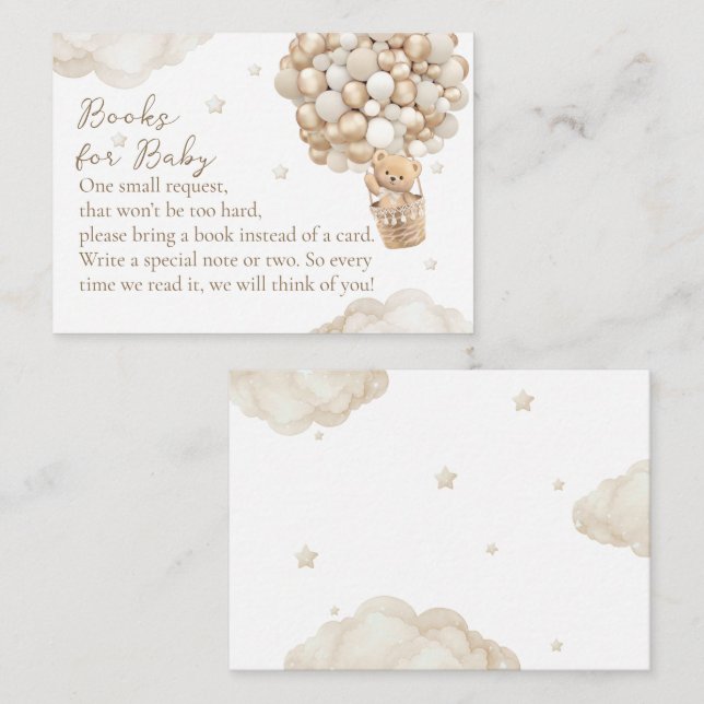 Bear Gender Neutral Baby Shower Book Request Enclosure Card (Front/Back)