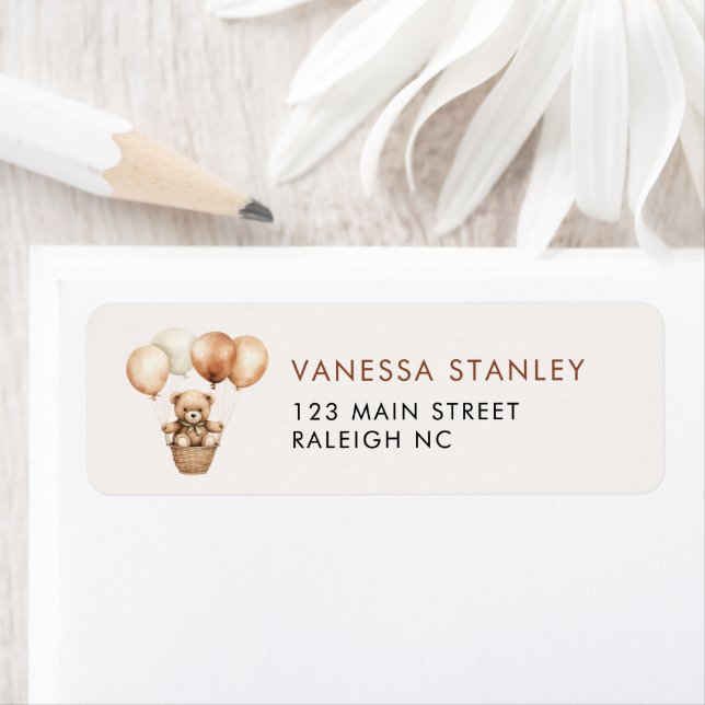  Bear Gender Neutral Baby Shower Return Address (Insitu)