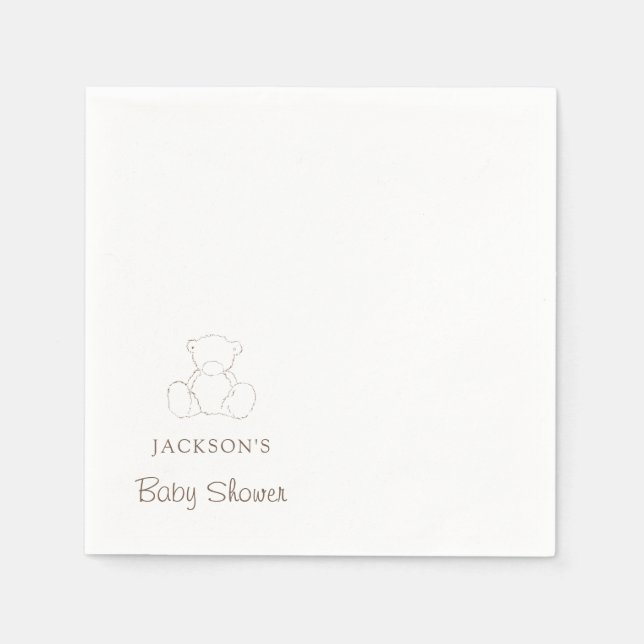 Bear Gender Neutral Minimalist Baby Shower Napkin (Front)