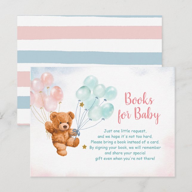 Bear Gender Reveal Animals Books for baby Invitati Invitation Postcard (Front/Back)