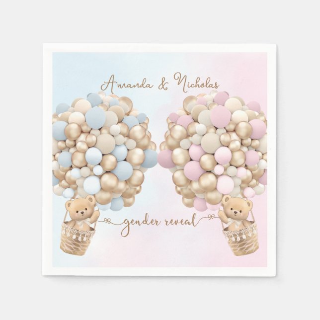 Bear Gender Reveal Baby Shower Napkin (Front)