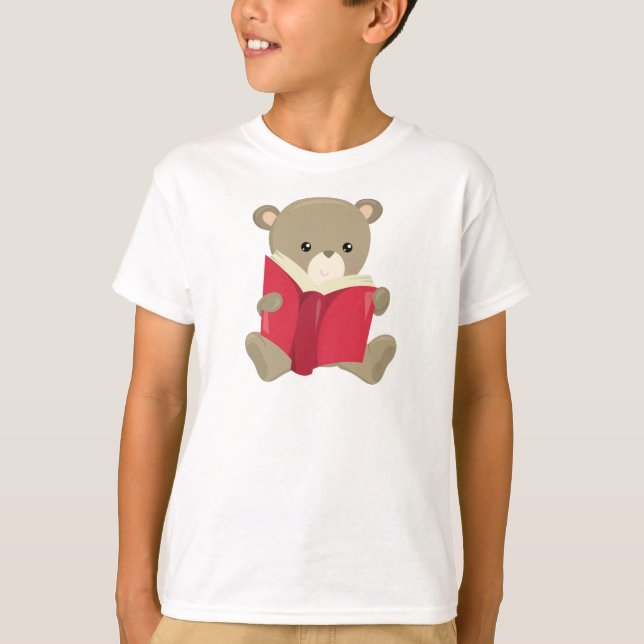 Bear Going To School, Cute Bear, Brown Bear, Books T-Shirt (Front)