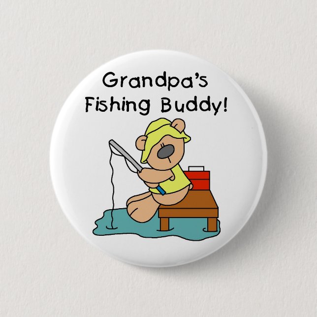 Bear Grandpas Fishing Buddy 2 Inch Round Button (Front)