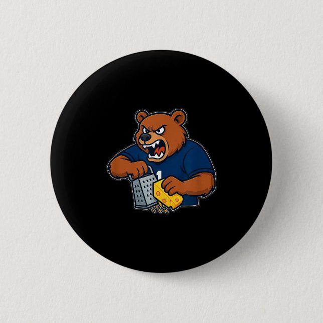 Bear Grating Cheese Funny  2 Inch Round Button (Front)