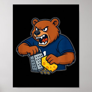 Bear Grating Cheese Funny  Poster