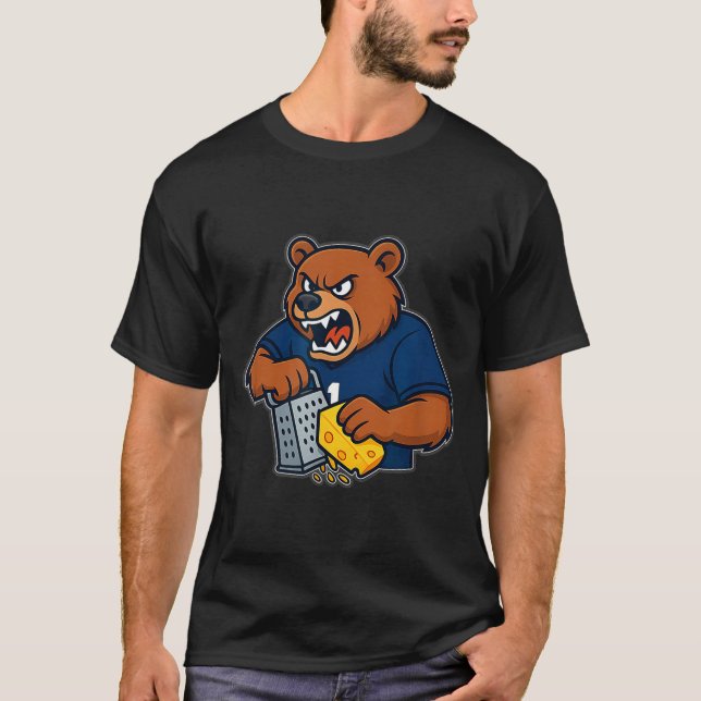 Bear Grating Cheese Funny  T-Shirt (Front)