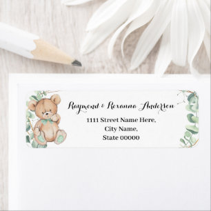 Bear Green Gold Baby shower Adresse de retour