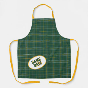 Bear Green & Gold Plaid Pattern Game Day Apron