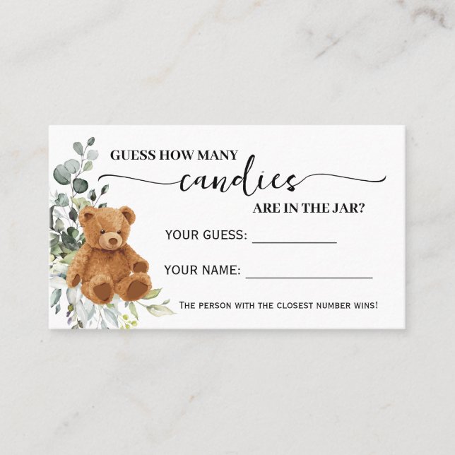 Bear Greenerife Combien de bonbons de douche Carte (Devant)