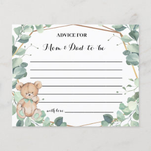 Bear Greenery Advice for Mom-to-be Shower Card