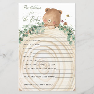 Bear Greenery Baby Predictions & Wishes for Baby