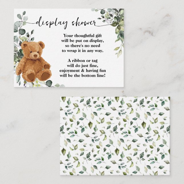Bear Greenery Display No Wrapping Shower Enclosure Card (Front/Back)