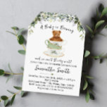 Bear Greenery Tea Baby Shower Invitation<br><div class="desc">Change wording to the design. For additional changes ( (font colour,  font style),  click on personalize,  scroll down and click on the link "Edit using Design Tool". ** Check the collection for all matching designs **</div>