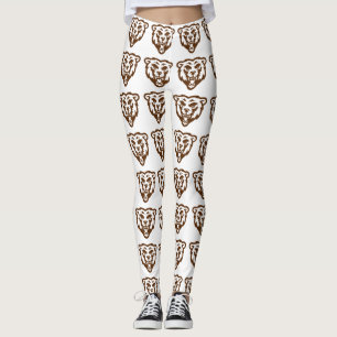 Bear Grizzly Brown Rustic Woodland Animals Pattern Leggings