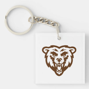 Bear Grizzly Brown Rustic Woodland Folk Animals Keychain