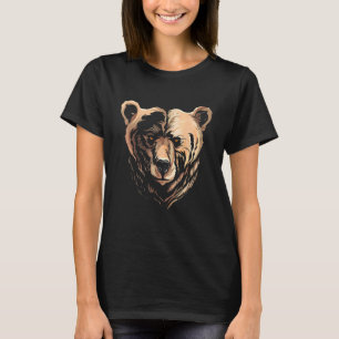 Bear Grizzly Face Looking At Head T-Shirt