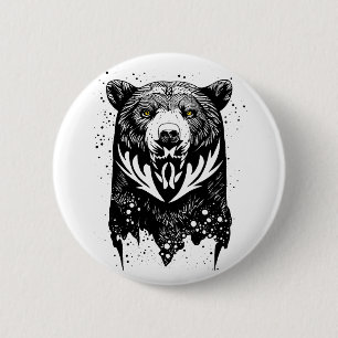 Bear Grizzly Wild Animal Nature Illustration Art 2 Inch Round Button