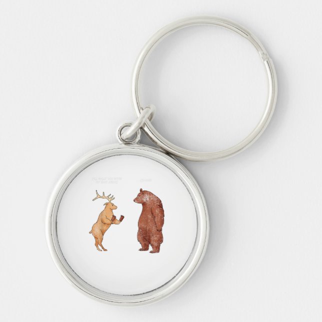 Bear Hands Oh Deer Funny Sayings Pun Gift  Keychain (Front)