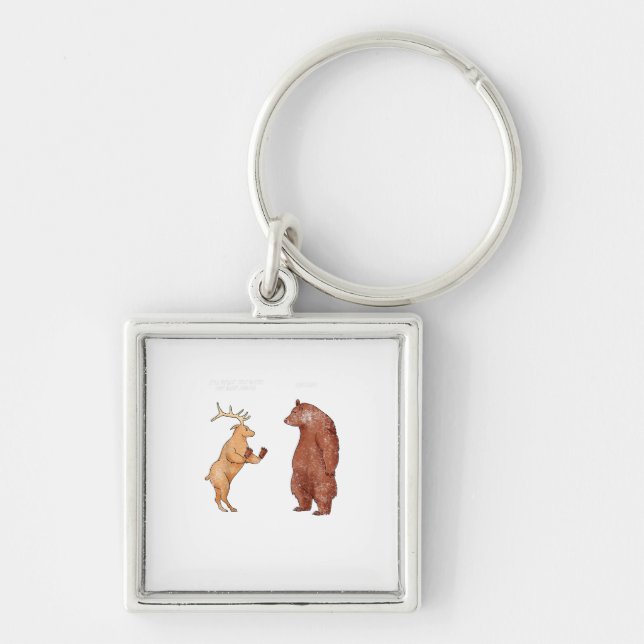 Bear Hands Oh Deer Funny Sayings Pun Gift  Keychain (Front)